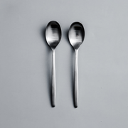 Ava Salad Servers, Serving Utensils & Individual Pieces-JAZZUPCO-Matte Silver-Dinner Spoon (2 Pieces)-JAZZUPCO