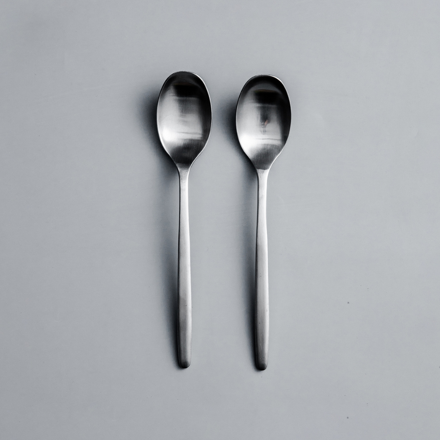 Ava Salad Servers, Serving Utensils & Individual Pieces-JAZZUPCO-Matte Silver-Dinner Spoon (2 Pieces)-JAZZUPCO