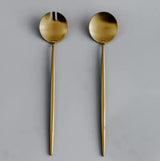 Minimalist/ French Flatware Salad Servers, Serving Utensils & Individual Pieces-JAZZUPCO-Matte Gold-Salad Servers-JAZZUPCO