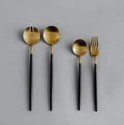 Minimalist/ French Flatware Salad Servers, Serving Utensils & Individual Pieces-JAZZUPCO-Black & Gold-Serving Utensils + Salad Servers Bundle-JAZZUPCO