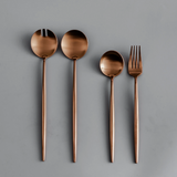 Minimalist/ French Flatware Salad Servers, Serving Utensils & Individual Pieces-JAZZUPCO-Matte Rose Gold-Serving Utensils + Salad Servers Bundle-JAZZUPCO