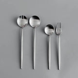 Minimalist/ French Flatware Salad Servers, Serving Utensils & Individual Pieces-JAZZUPCO-Matte Silver-Serving Utensils + Salad Servers Bundle-JAZZUPCO