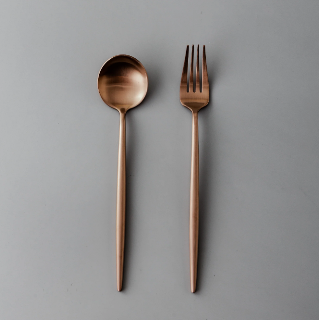 Minimalist/ French Flatware Salad Servers, Serving Utensils & Individual Pieces-JAZZUPCO-Matte Rose Gold-Serving Utensils-JAZZUPCO