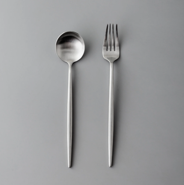 Minimalist/ French Flatware Salad Servers, Serving Utensils & Individual Pieces-JAZZUPCO-Matte Silver-Serving Utensils-JAZZUPCO