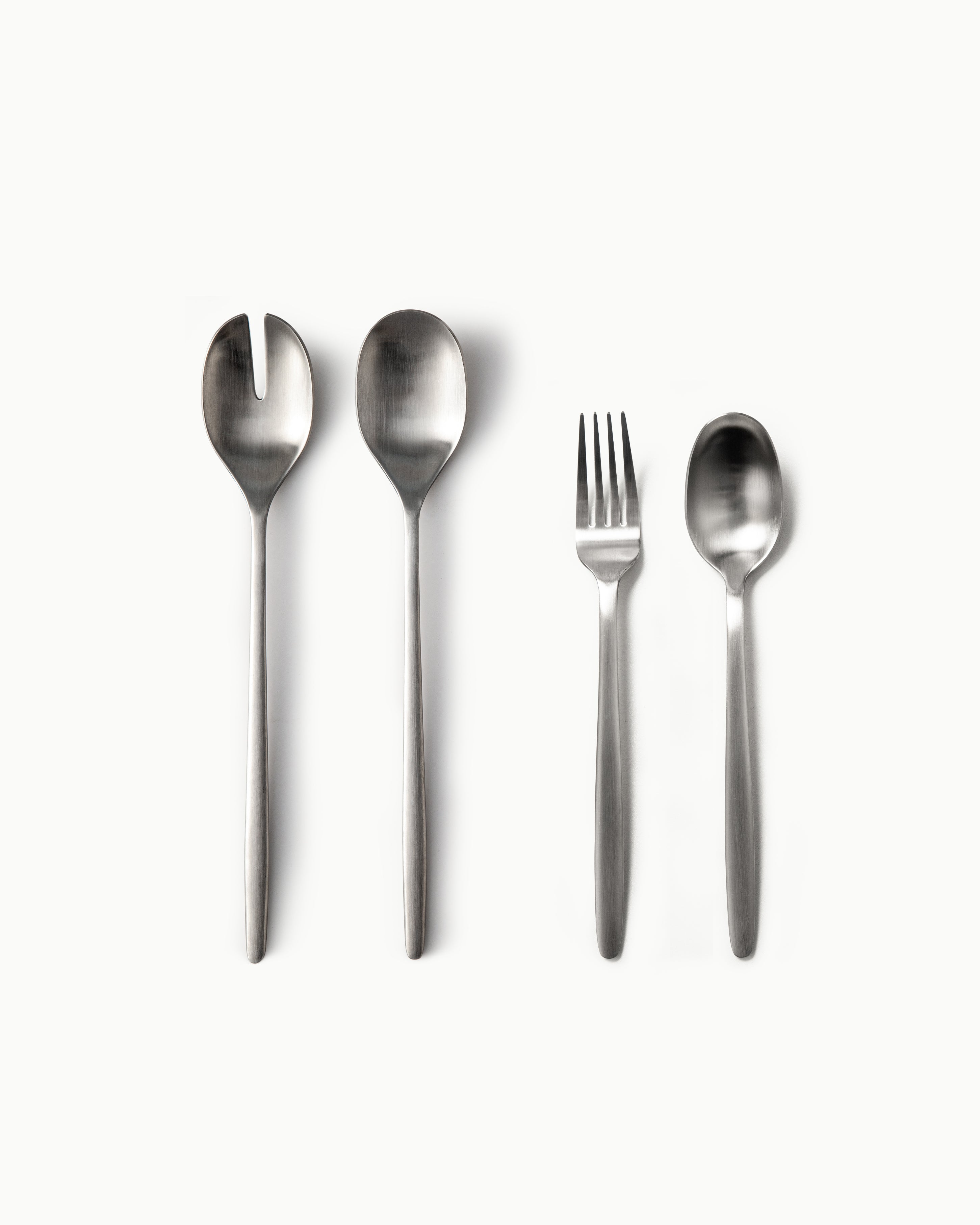 Serving Utensils & Salad Servers-JAZZUPCO-Matte Silver-Tia-Serving Utensils + Salad Servers Bundle-JAZZUPCO