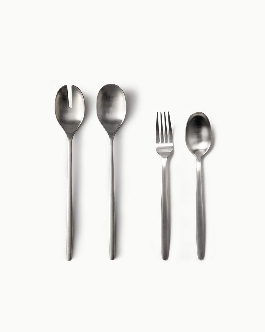Serving Utensils & Salad Servers-JAZZUPCO-Matte Silver-Tia-Serving Utensils + Salad Servers Bundle-JAZZUPCO
