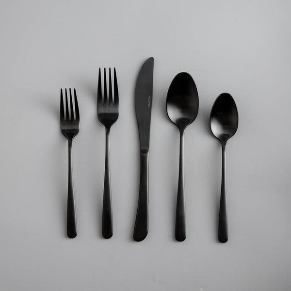 JazzUpCo Minimalist Flatware - 8 Person Set - Matte Black - 160