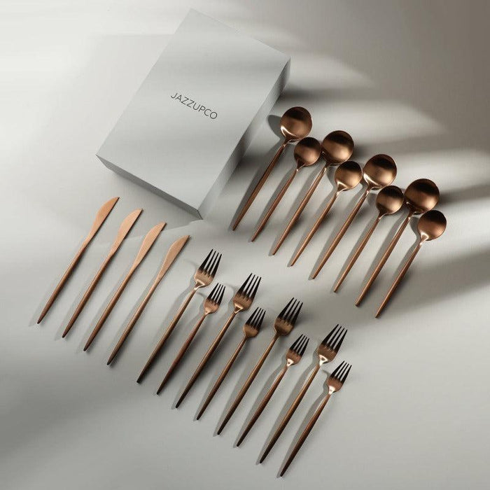 Minimalist Flatware-jazzupco-Matte Rose Gold-4 Person Set (20 Pieces)-JAZZUPCO