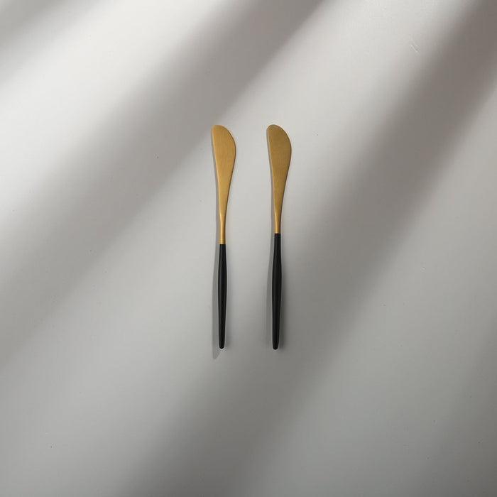 Minimalist/ French Flatware Individual Pieces-JAZZUPCO-Black & Gold-Butter Knife (2 Pieces)-JAZZUPCO