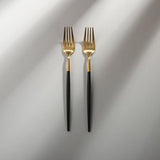 Minimalist/ French Flatware Individual Pieces-JAZZUPCO-Black & Gold-Dinner Fork (2 Pieces)-JAZZUPCO