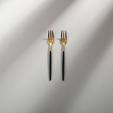 Minimalist/ French Flatware Individual Pieces-JAZZUPCO-Black & Gold-Fruit Fork (2 Pieces)-JAZZUPCO