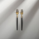 Minimalist/ French Flatware Individual Pieces-JAZZUPCO-Black & Gold-Salad Fork (2 Pieces)-JAZZUPCO
