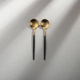 Minimalist/ French Flatware Individual Pieces-JAZZUPCO-Black & Gold-Dessert Spoon (2 Pieces)-JAZZUPCO