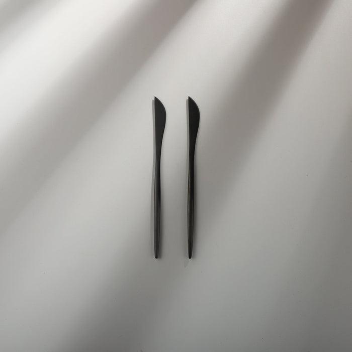 Minimalist/ French Flatware Individual Pieces-JAZZUPCO-Matte Black-Dessert Knife (2 Pieces)-JAZZUPCO