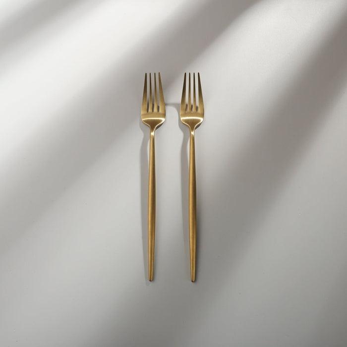 Minimalist/ French Flatware Individual Pieces-JAZZUPCO-Matte Gold-Dinner Fork (2 Pieces)-JAZZUPCO