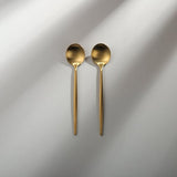 Minimalist/ French Flatware Individual Pieces-JAZZUPCO-Matte Gold-Dessert Spoon (2 Pieces)-JAZZUPCO