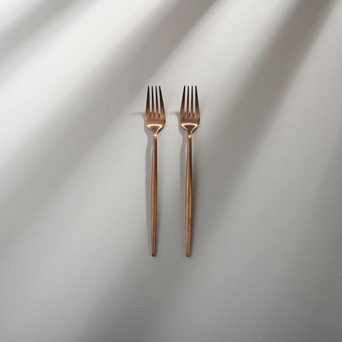 Minimalist/ French Flatware Individual Pieces-JAZZUPCO-Matte Rose Gold-Dinner Fork (2 Pieces)-JAZZUPCO