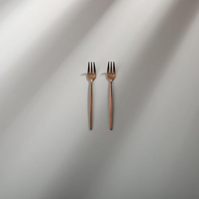 Minimalist/ French Flatware Individual Pieces-JAZZUPCO-Matte Rose Gold-Fruit Fork (2 Pieces)-JAZZUPCO