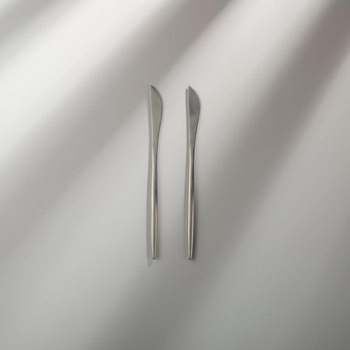 Minimalist/ French Flatware Individual Pieces-JAZZUPCO-Matte Silver-Dessert Knife (2 Pieces)-JAZZUPCO