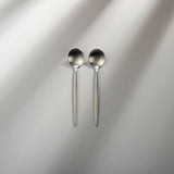 Minimalist/ French Flatware Individual Pieces-JAZZUPCO-Matte Silver-Dessert Spoon (2 Pieces)-JAZZUPCO