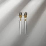 Minimalist/ French Flatware Individual Pieces-JAZZUPCO-White & Gold-Salad Fork (2 Pieces)-JAZZUPCO