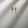 Minimalist/ French Flatware Individual Pieces-JAZZUPCO-White &amp; Gold-Salad Fork (2 Pieces)-JAZZUPCO