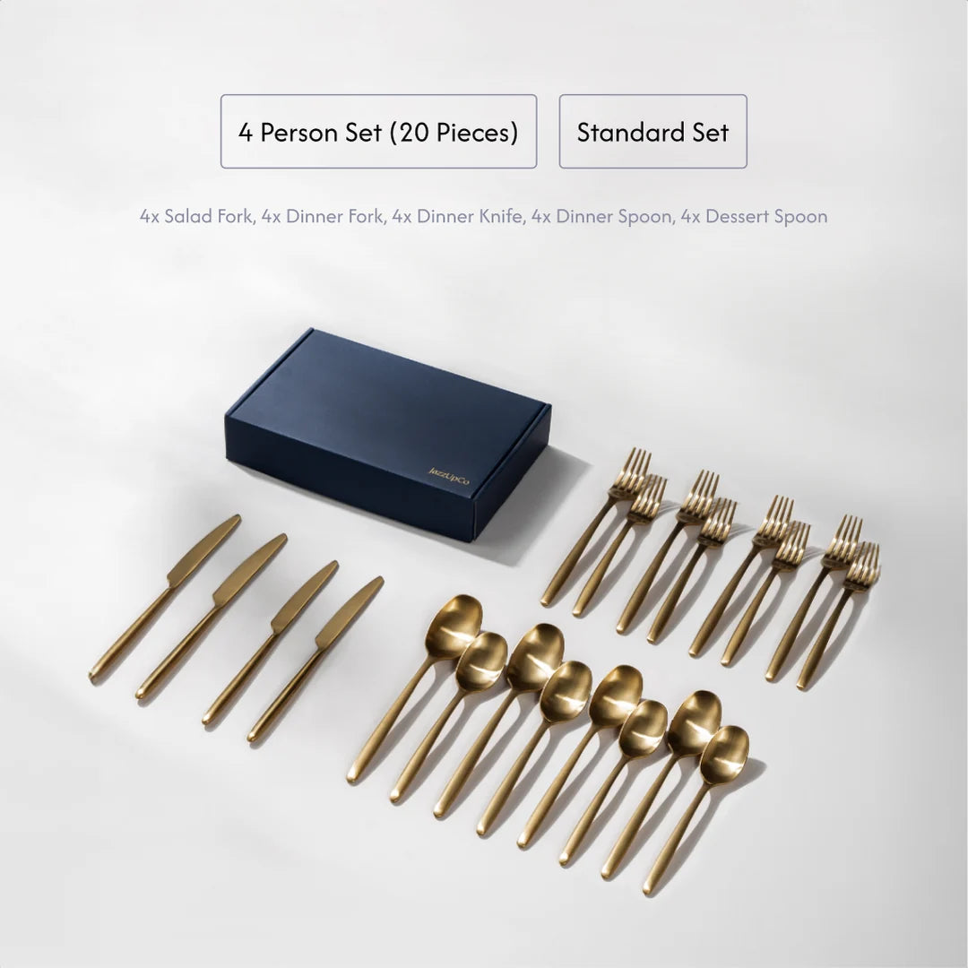 Matte Gold / 4 Person Set (20 Pieces) / Standard
